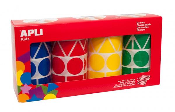 GOMETS APLI  ROLLO 59h XL FIGURAS GEOM.(CL.,TR.,CD.,RG.) 27 mm PACK 4 rollos (AM-AZ-RJ-VD) 5.428 uds. (10753)