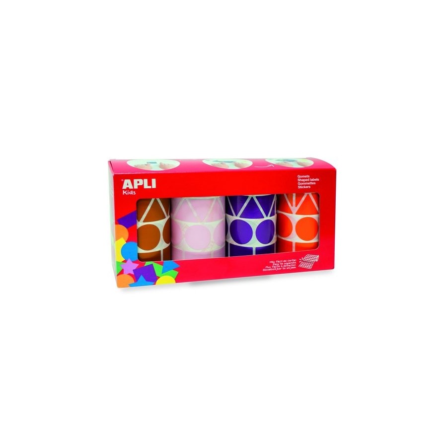 GOMETS APLI  ROLLO 59h XL FIGURAS GEOM.(CL.,TR.,CD.,RG.) 27 mm PACK 4 rollos (MR-NJ-RS-VL) 5.428 uds. (11913)