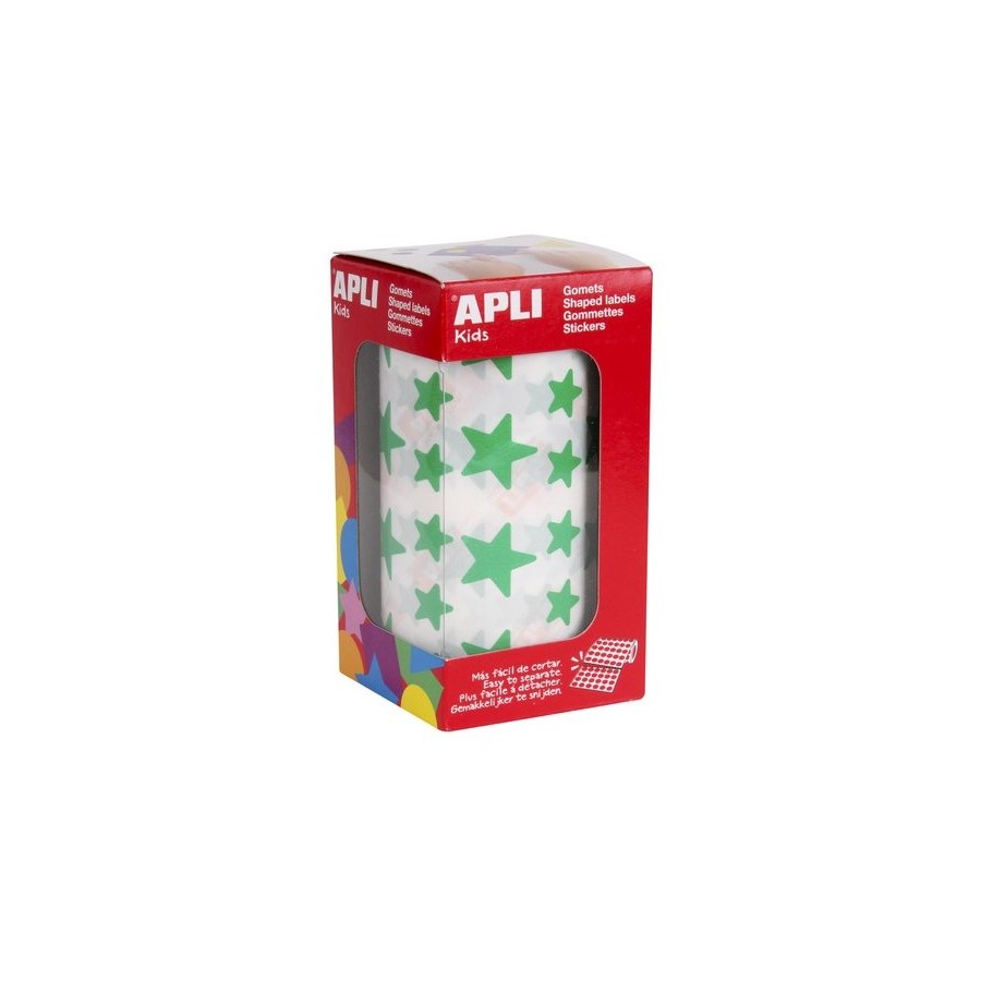 GOMETS APLI  ROLLO 59h ESTRELLA 5 puntas surt.(GDE.y PEQ.) VERDE 2.360 uds. (04890)