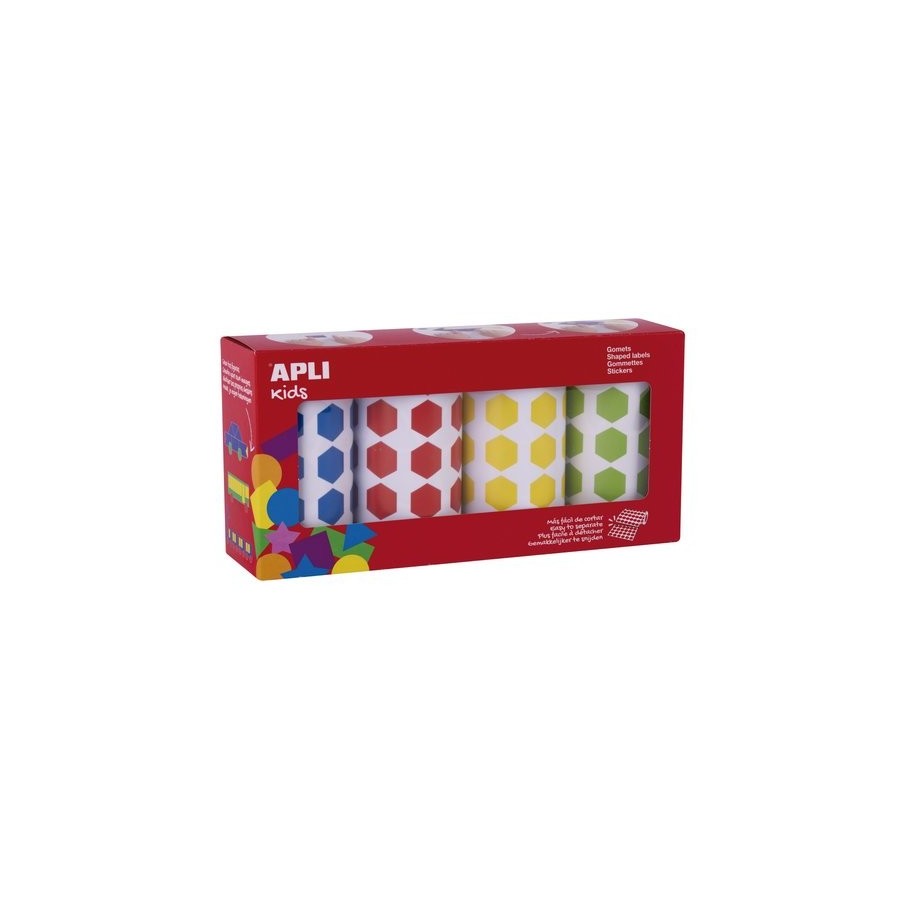GOMETS APLI  ROLLO 59h HEXAGONOS 20 mm PACK 4 rollos (AZ-RJ-AM-VD) 7.080 uds. (19192)