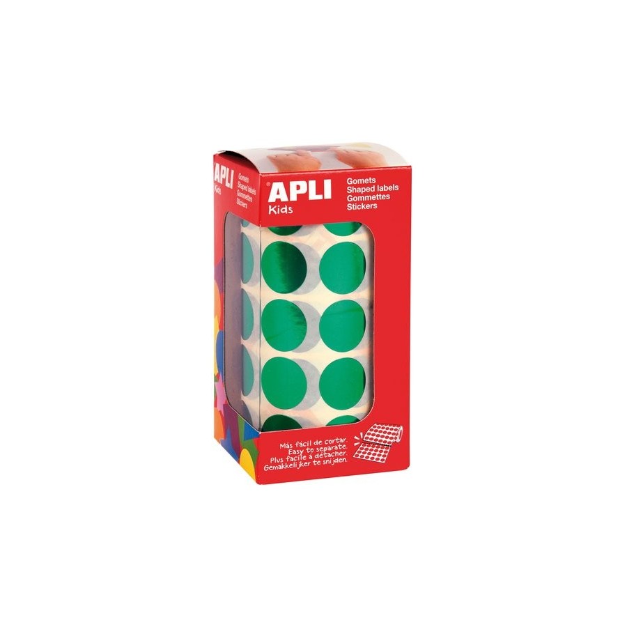 GOMETS APLI METALIZADOS ROLLO 59h CIRCULO Ø 20 mm VERDE 1.770 uds. (12050)