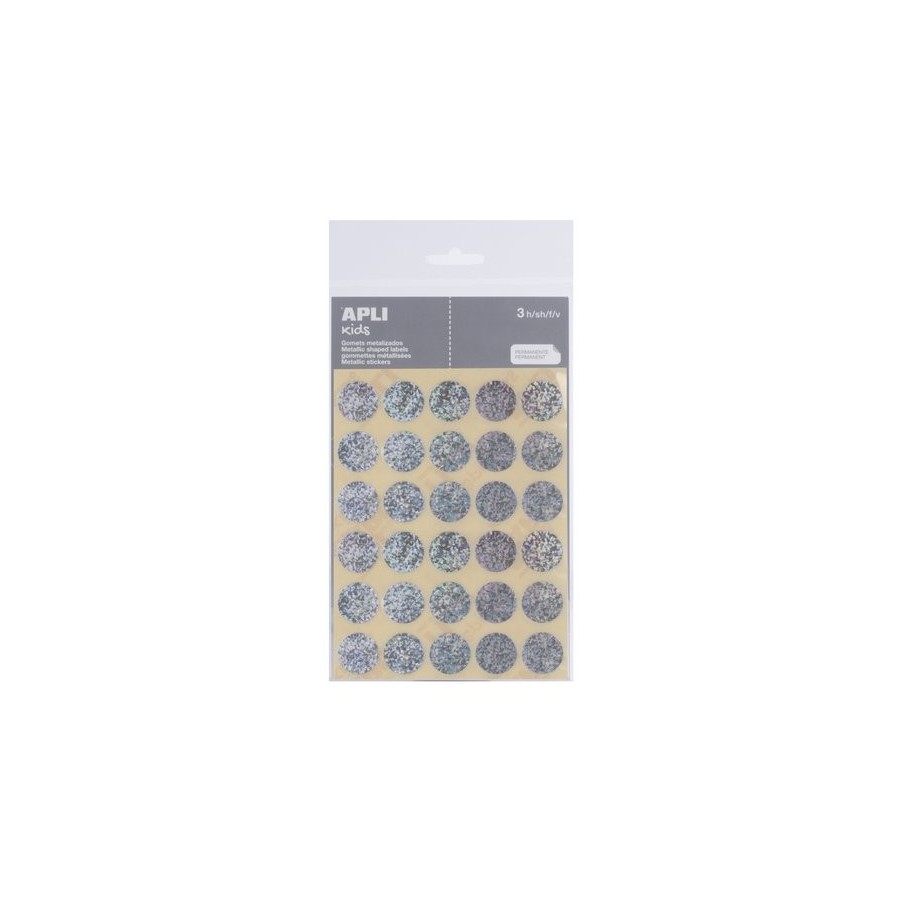 GOMETS APLI METALIZADOS BOLSA 3h CIRCULO Ø 20 mm PLATA 90 uds. (11809)