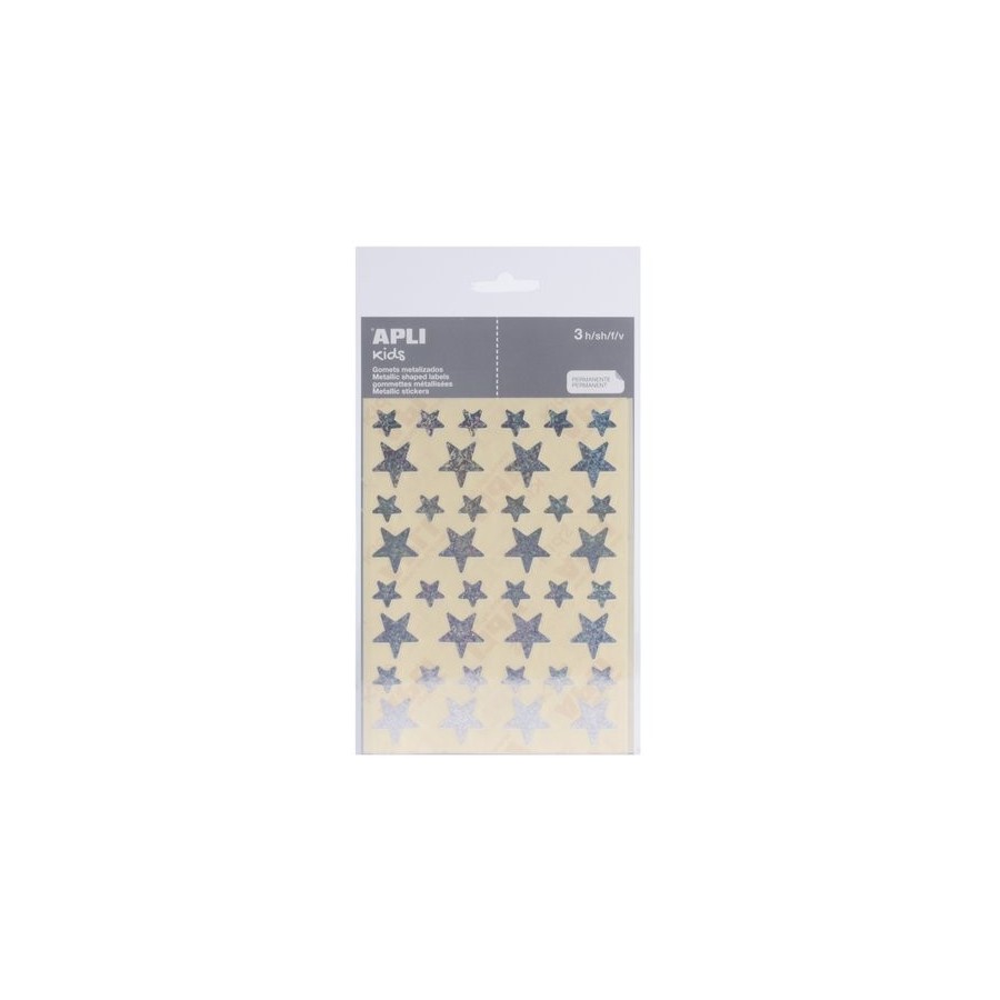 GOMETS APLI METALIZADOS BOLSA 3h ESTRELLA surt.(GDE.y PEQ.) HOLOGRAFICA 120 uds. (11807)