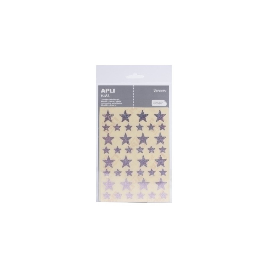 GOMETS APLI METALIZADOS BOLSA 3h ESTRELLA surt.(GDE.y PEQ.) HOLOGRAFICA ROSA 120 uds. (12055)