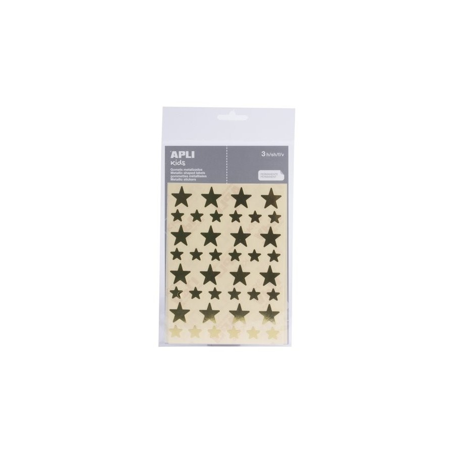 GOMETS APLI METALIZADOS BOLSA 3h ESTRELLA surt.(GDE.y PEQ.) ORO 120 uds. (11805)