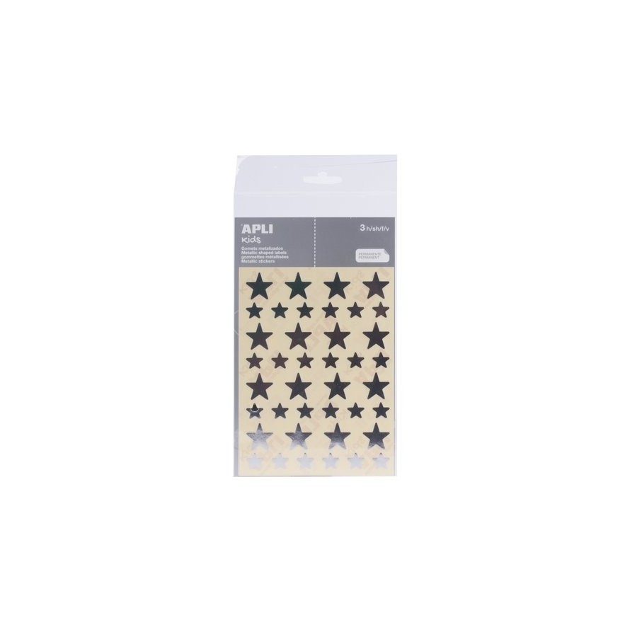 GOMETS APLI METALIZADOS BOLSA 3h ESTRELLA surt.(GDE.y PEQ.) PLATA 120 uds. (11806)