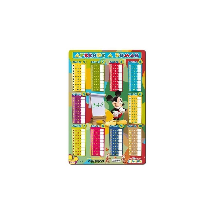 LAMINA ESCOLAR ERIK PVC 40x59,5 DIDACTICA APRENDE A SUMAR MICKEY