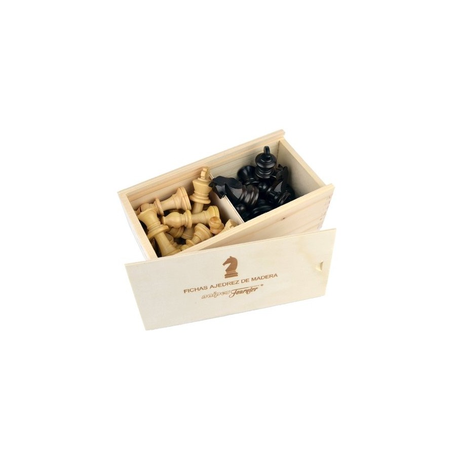 JUEGO FICHAS AJEDREZ MADERA LUJO ST Nº4  CAJA MADERA