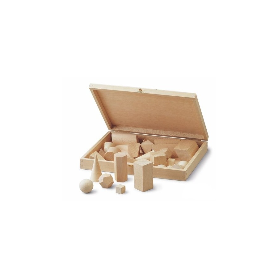 JUEGO DIDACTICO ESTUCHE CUERPOS GEOMETRICOS DE MADERA 28 UNIDADES