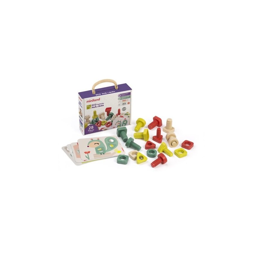 JUEGO EDUCATIVO MINILAND TORNILLOS Y TUERCAS ECO ACTIVITY NUTS & BOLTS (2-5 AÑOS)