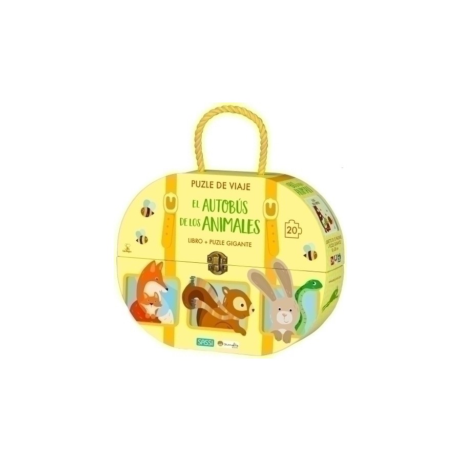 PUZLE DE VIAJE Y LIBRO SASSI MANOLITO BOOKS EL AUTOBUS DE LOS ANIMALES 20 PIEZAS (+3 años)