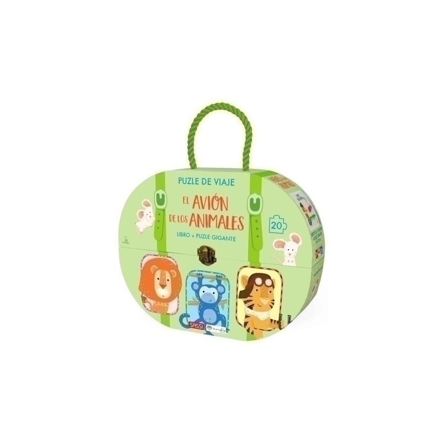 PUZLE DE VIAJE Y LIBRO SASSI MANOLITO BOOKS EL AVION DE LOS ANIMALES 20 PIEZAS (+3 años)