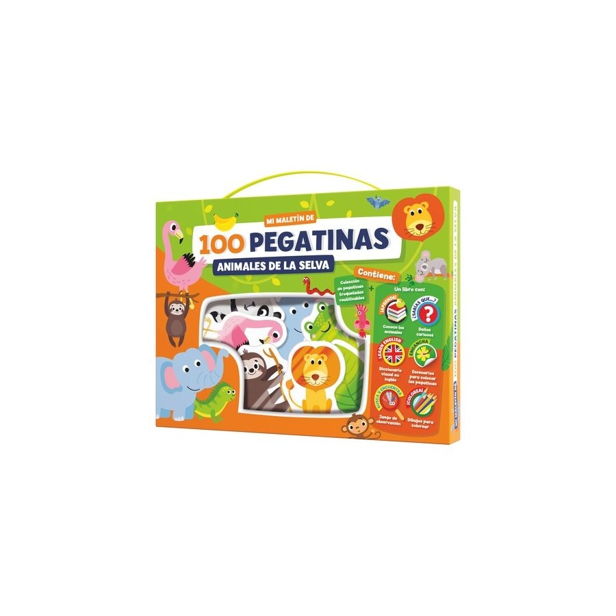 JUEGO IMAGILAND MALETIN 100 PEGATINAS ANIMALES EN LA SELVA
