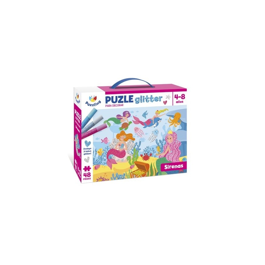 JUEGO IMAGILAND PUZLE GLITTER SIRENAS