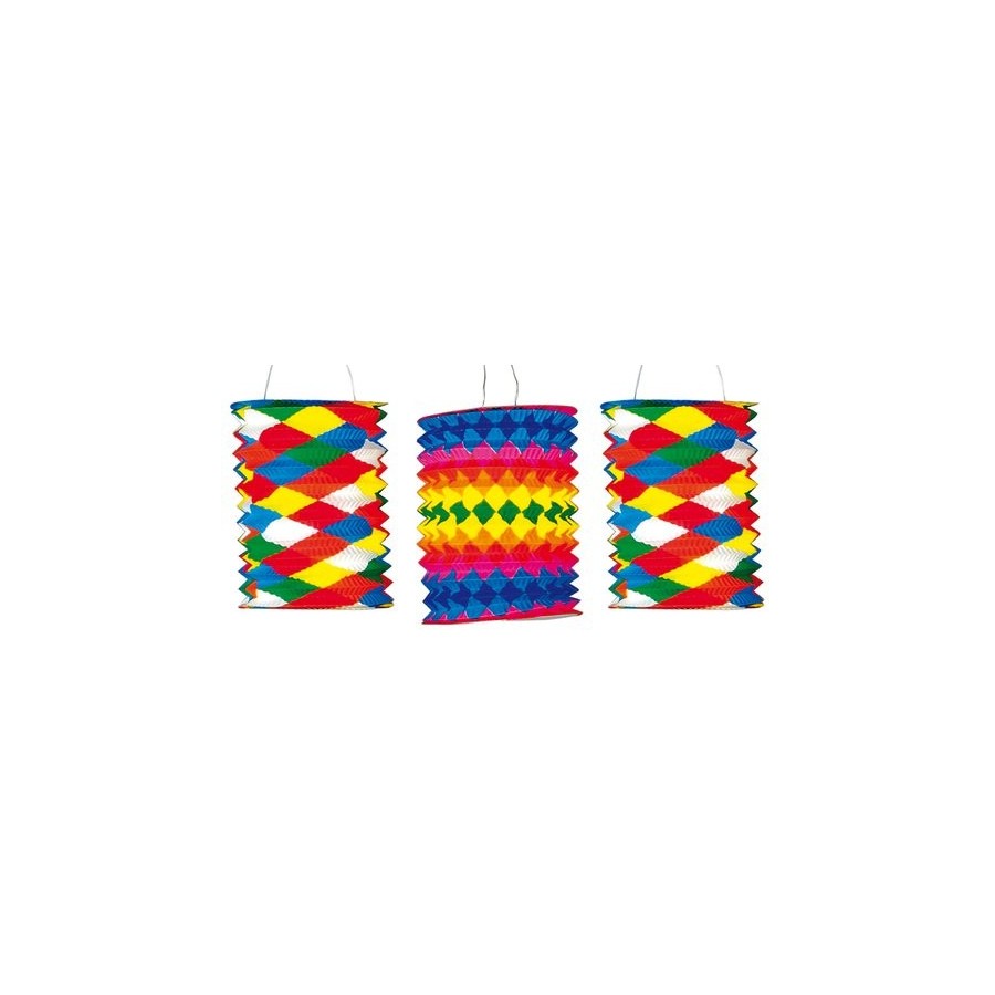 FAROLES CILINDRICO DECORADOS SURTIDOS DIAM. 15CM PACK 12 UDS