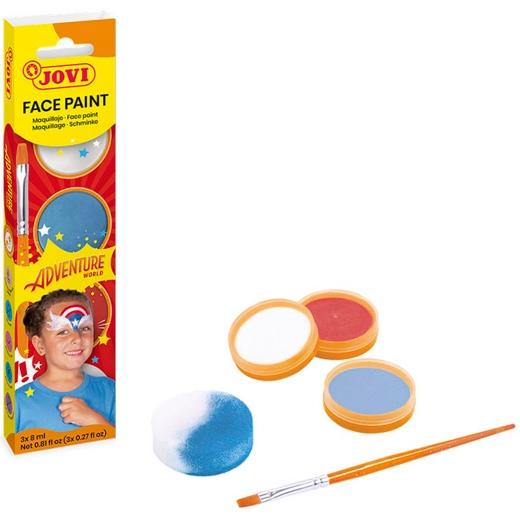 MAQUILLAJE JOVI CREMA FACE PAINT  SET ADVENTURE BOTE de 8 ml CAJA DE 3 + ACCESORIOS