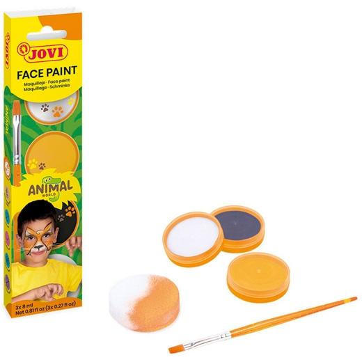 MAQUILLAJE JOVI CREMA FACE PAINT  SET ANIMALS BOTE de 8 ml CAJA DE 3 + ACCESORIOS