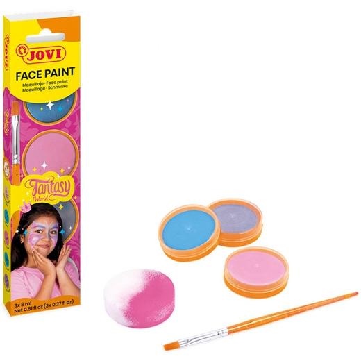 MAQUILLAJE JOVI CREMA FACE PAINT  SET FANTASY BOTE de 8 ml CAJA DE 3 + ACCESORIOS