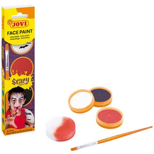 MAQUILLAJE JOVI CREMA FACE PAINT  SET SCARY BOTE de 8 ml CAJA DE 3 + ACCESORIOS