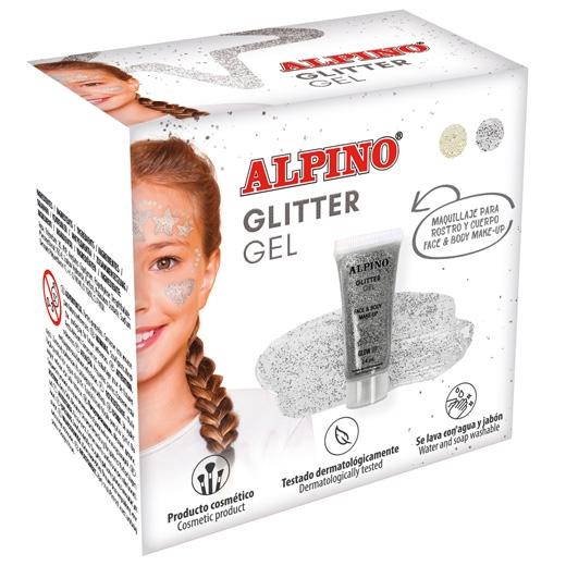 MAQUILLAJE ALPINO GLITTER METALICO PLATA ESTUCHE DE 6