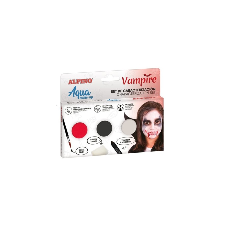 MAQUILLAJE ALPINO MAKE-UP POLVERA AQUA SET DE CARACTERIZACION VAMPIRO