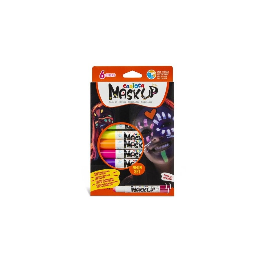 MAQUILLAJE CARIOCA BARRA FLUO SET de 6 (brilla en la oscuridad)