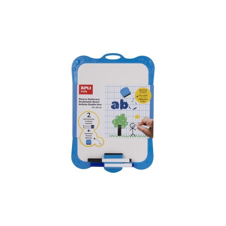 PIZARRA BLANCA APLI 18x28 cm (incluye borrador y dos rotuladores, azul y negro)