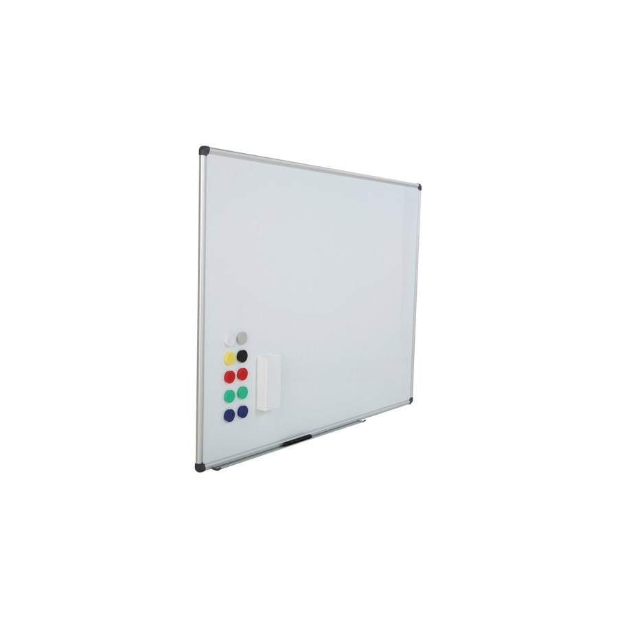 PIZARRA BLANCA ROCADA MAGNETICA VITRIFICADA MARCO ALUMINIO 120x200 cm con CAJETIN