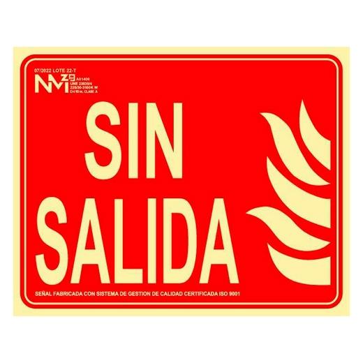 SEÑAL HOMOLOGADA FOTOLUMINISCENTE SIN SALIDA PP ROJO