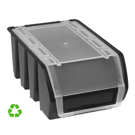 GAVETA A.2000 APILABLE 160x115x75 0.9 L DE PP RECICLADO Y 100% RECICLABLE NEGRO