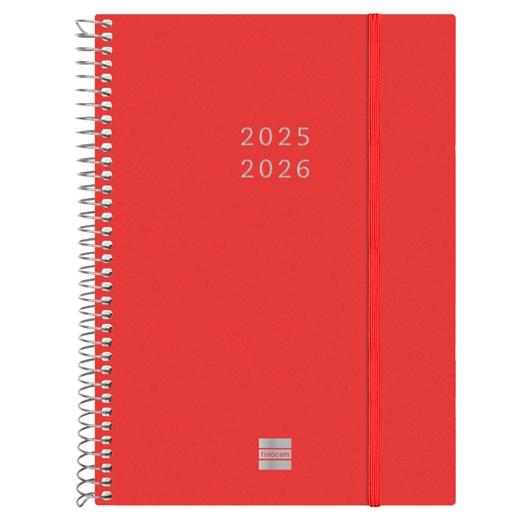 AGENDA ANUAL (2025-26) FINOCAM 18 MESES INTERNACIONAL ESPIRAL tapa PP S/V APAIS. E10 155x212 con GOMA ROJO
