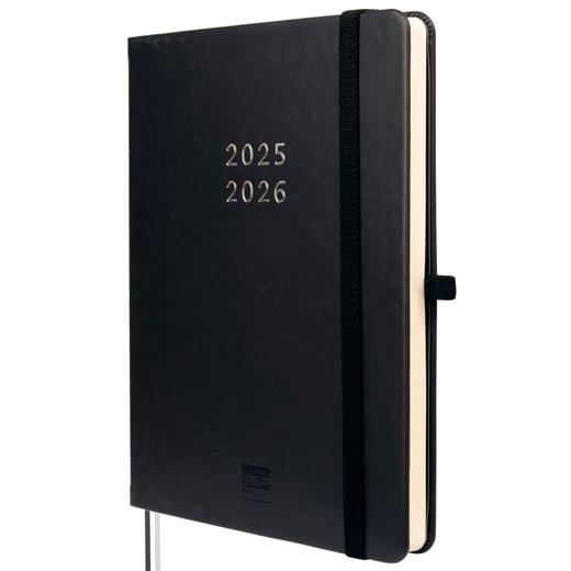 AGENDA ANUAL (2025-26) FINOCAM 18 MESES INTERNACIONAL MINIMAL COSIDA tapa EXTRADURA S/V APAIS. M5 140x190 con GOMA NEGRO