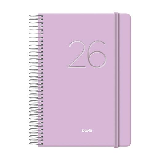 AGENDA ANUAL (2026) DOHE GLOSS ESPIRAL tapa EXTRA con GOMA 125x180 D/P MORADO