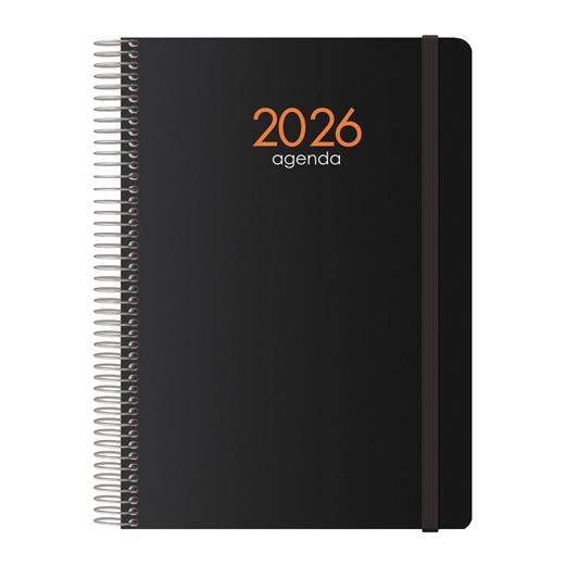 AGENDA ANUAL (2026) DOHE SYNCRO ESPIRAL tapa PP con GOMA 150x210 D/P NEGRO
