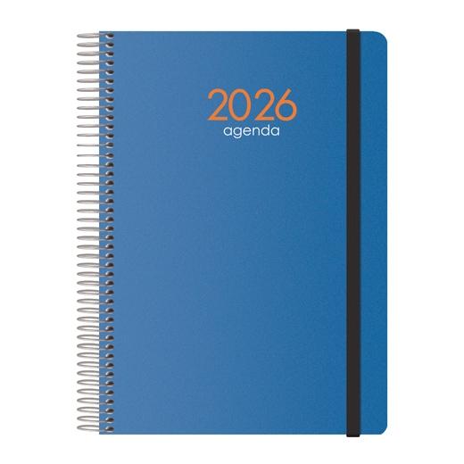 AGENDA ANUAL (2026) DOHE SYNCRO ESPIRAL tapa PP con GOMA 150x210 S/V AZUL