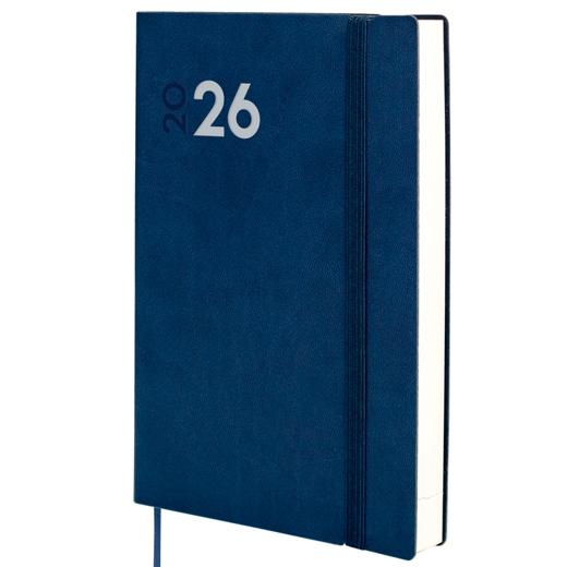 AGENDA ANUAL (2026) FINOCAM DYNAMIC MARA COSIDA tapa FLEXIBLE con GOMA Y10 140x204 D/P AZUL
