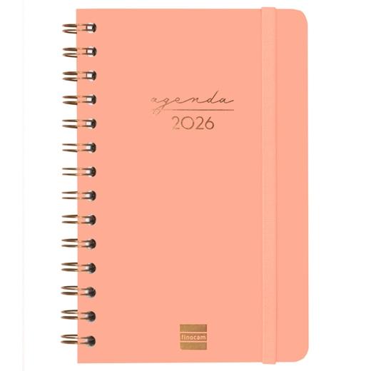 AGENDA ANUAL (2026) FINOCAM ESPIRAL ALMA WIRE-O tapa DURA con GOMA E5 117x181 S/V APAIS. CORAL