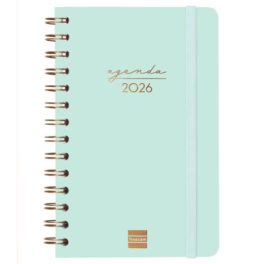 AGENDA ANUAL (2026) FINOCAM ESPIRAL ALMA WIRE-O tapa DURA con GOMA E5 117x181 S/V APAIS. MENTA
