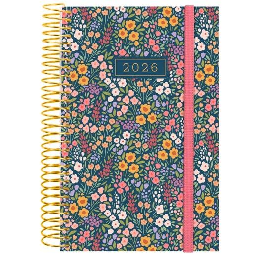 AGENDA ANUAL (2026) FINOCAM ESPIRAL DESIGN COLLECTION ESPIRAL tapa PP con GOMA E5 117x181 D/P FLORA