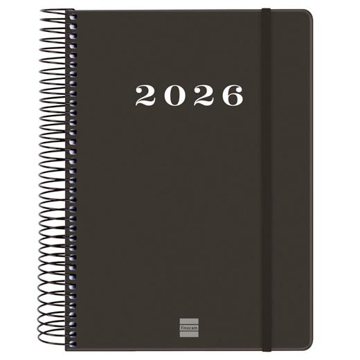 AGENDA ANUAL (2026) FINOCAM ESPIRAL MY ESPIRAL tapa EXTRA con GOMA E10 155x212 D/P NEGRO