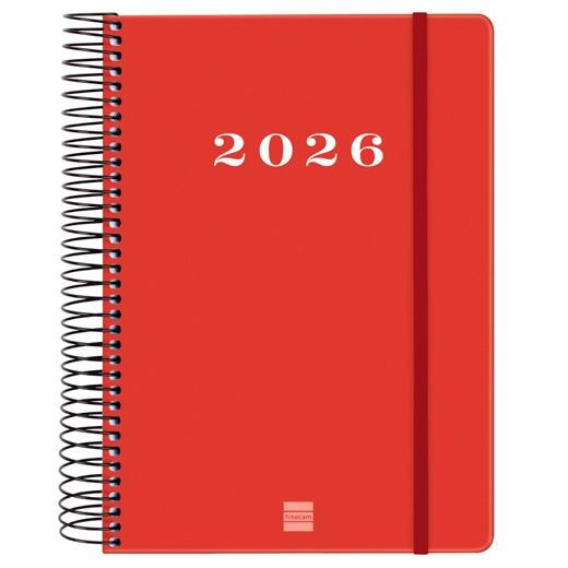 AGENDA ANUAL (2026) FINOCAM ESPIRAL MY ESPIRAL tapa EXTRA con GOMA E10 155x212 D/P ROJO