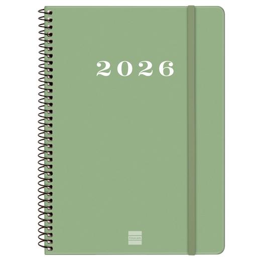 AGENDA ANUAL (2026) FINOCAM ESPIRAL MY ESPIRAL tapa EXTRA con GOMA E10 155x212 S/V APAIS. VERDE