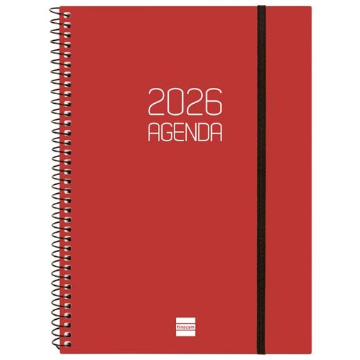 AGENDA ANUAL (2026) FINOCAM ESPIRAL OPAQUE ESPIRAL tapa PP con GOMA E10 155x212 S/V APAIS. BURDEOS