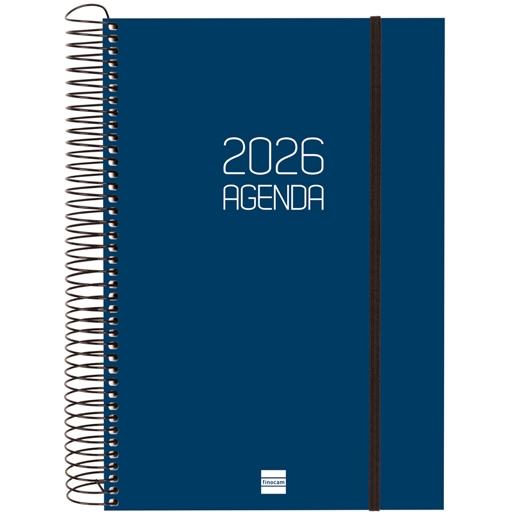 AGENDA ANUAL (2026) FINOCAM ESPIRAL OPAQUE ESPIRAL tapa PP con GOMA E11 165x242 D/P AZUL