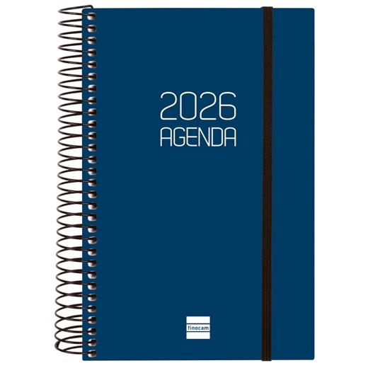 AGENDA ANUAL (2026) FINOCAM ESPIRAL OPAQUE ESPIRAL tapa PP con GOMA E5 117x181 D/P AZUL