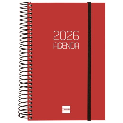 AGENDA ANUAL (2026) FINOCAM ESPIRAL OPAQUE ESPIRAL tapa PP con GOMA E5 117x181 D/P BURDEOS