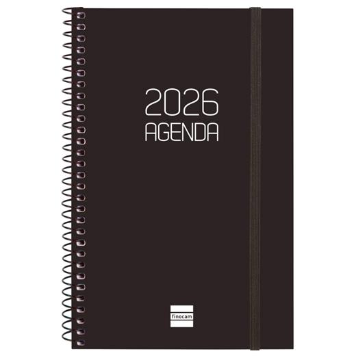 AGENDA ANUAL (2026) FINOCAM ESPIRAL OPAQUE ESPIRAL tapa PP con GOMA E5 117x181 S/V APAIS. NEGRO