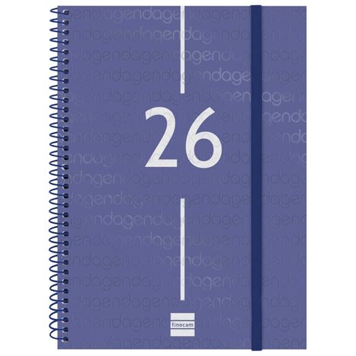 AGENDA ANUAL (2026) FINOCAM ESPIRAL YEAR ESPIRAL tapa PP con GOMA E10 155x212 S/V AZUL