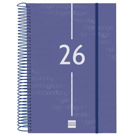 AGENDA ANUAL (2026) FINOCAM ESPIRAL YEAR ESPIRAL tapa PP con GOMA E11 165x242 D/P AZUL