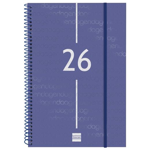 AGENDA ANUAL (2026) FINOCAM ESPIRAL YEAR ESPIRAL tapa PP con GOMA E11 165x242 S/V AZUL